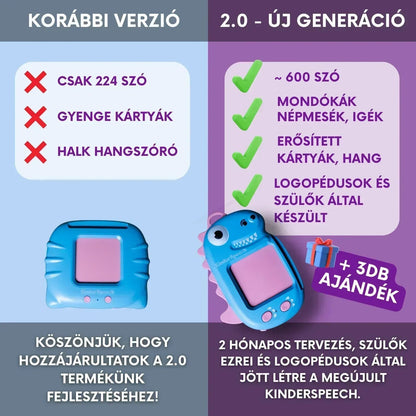 KinderSpeech beszédfejlesztő játék új és régi verzió összehasonlítása, interaktív oktatás, gyerekfejlesztés