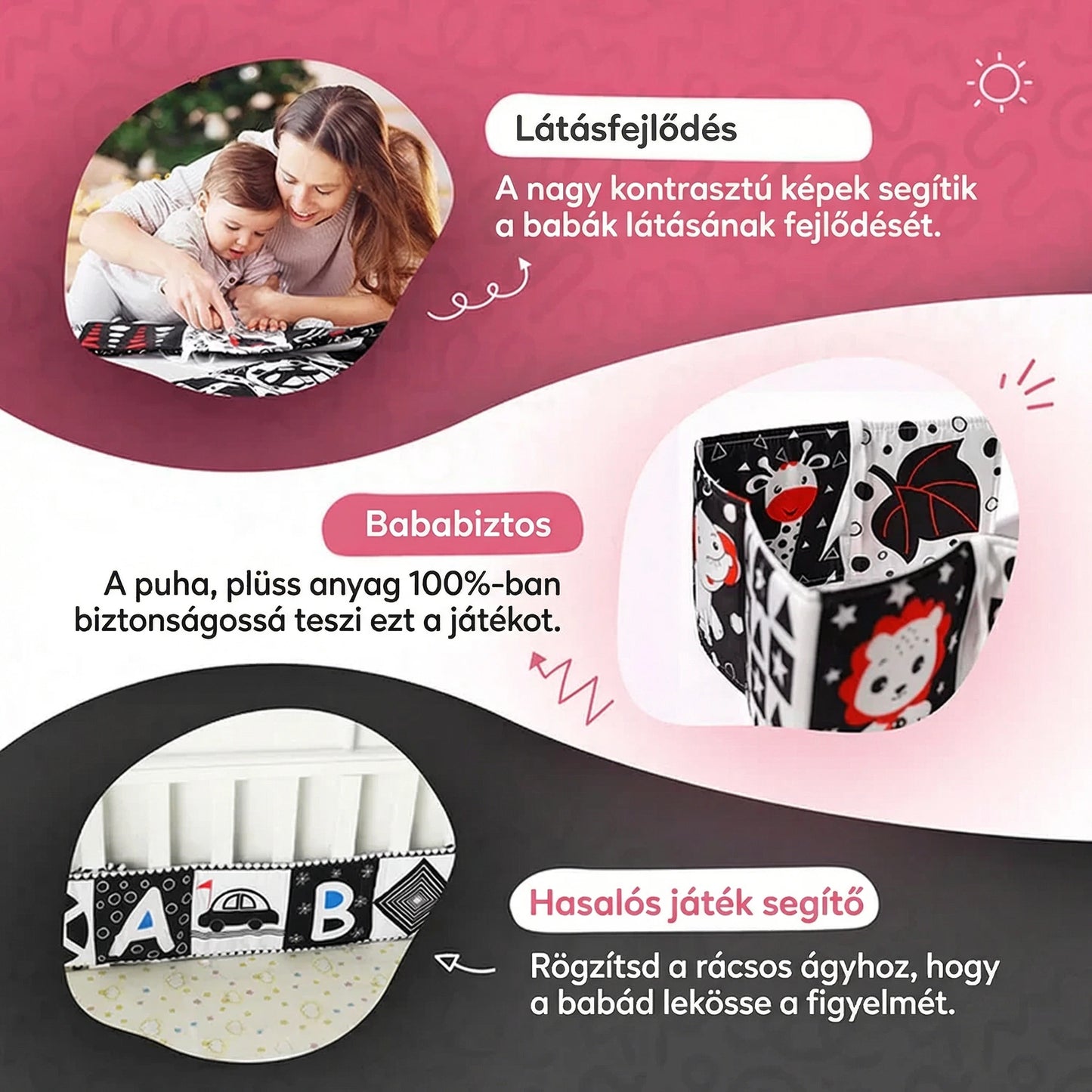 KinderBoard - Vizuális Észlelést Fejlesztő Kontrasztos Könyv (Újszülötteknek)