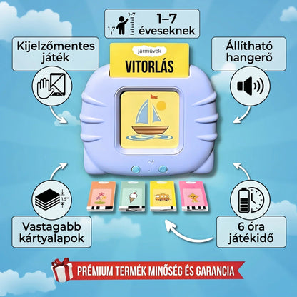 KinderSpeech beszédfejlesztő játék 1-7 éveseknek, interaktív oktatás, játékos gyerekfejlesztés, állítható hangerő