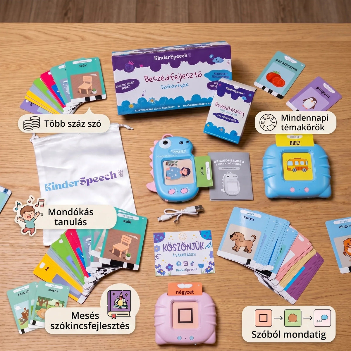 KinderSpeech beszédfejlesztő játék gyerekfejlesztésre, interaktív oktatás szókincsbővítéssel és játékos tanulással.