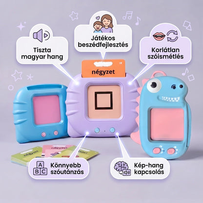 KinderSpeech beszédfejlesztő játék: tiszta magyar hang, játékos fejlesztés, korlátlan szóismétlés, könnyebb szóutánzás